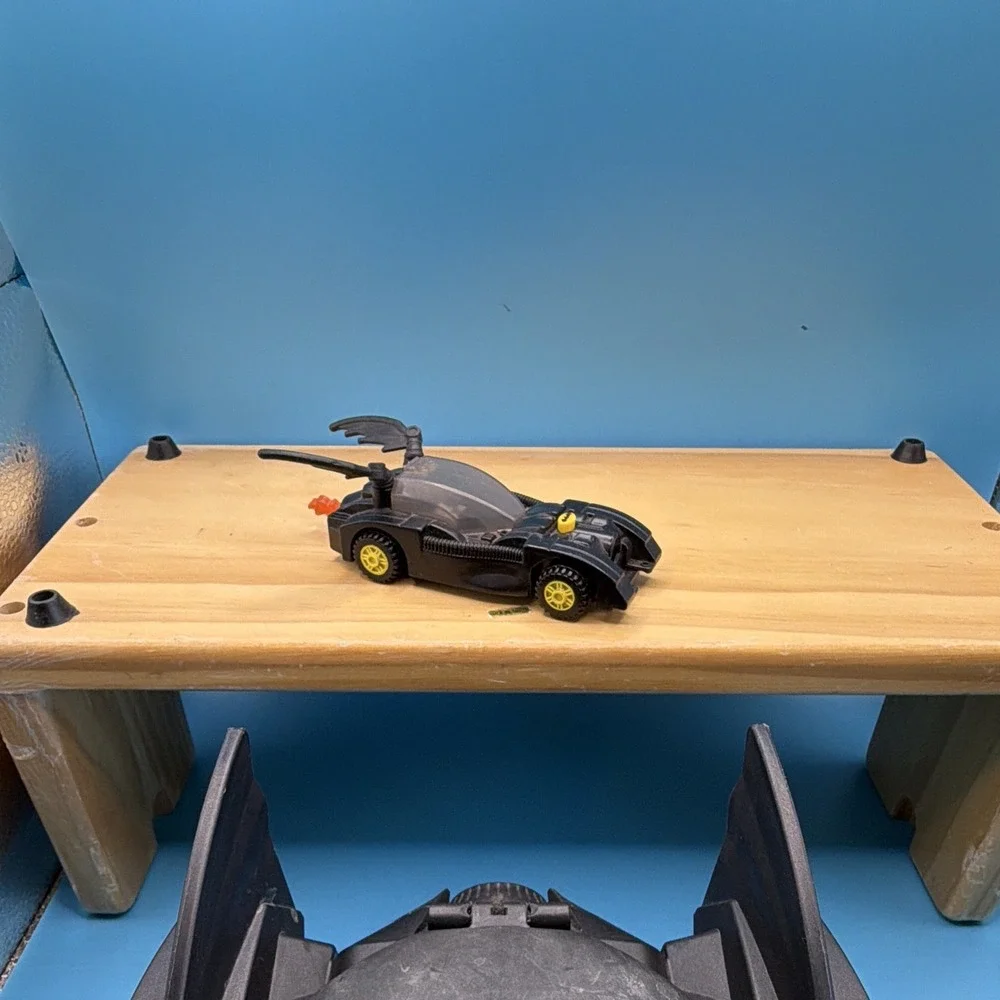2 Batman Batmobile Cars Vehicle Playset Set w/ Batman Figure Plastic Black Gray